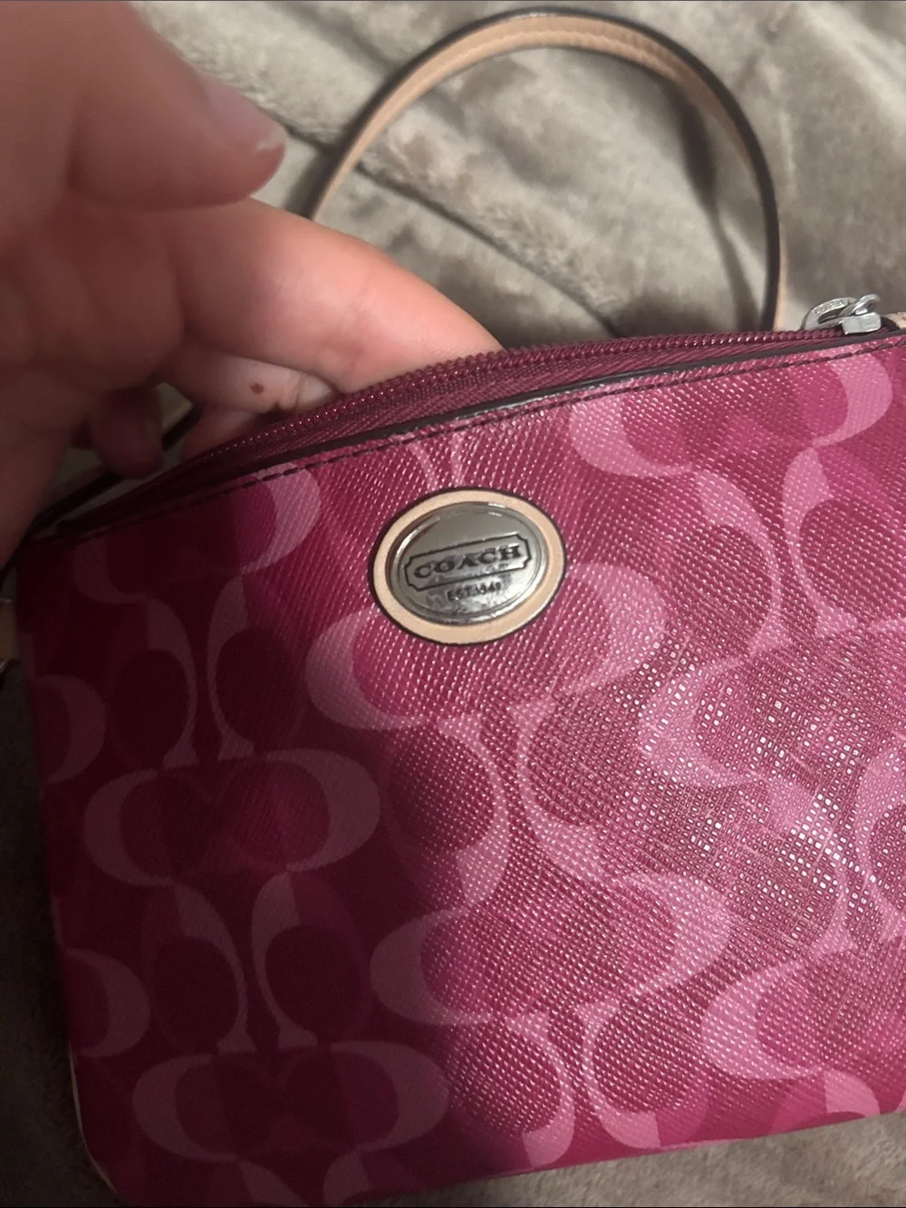 Coach Pink Signature C Wristlet with Pale Pink Strap